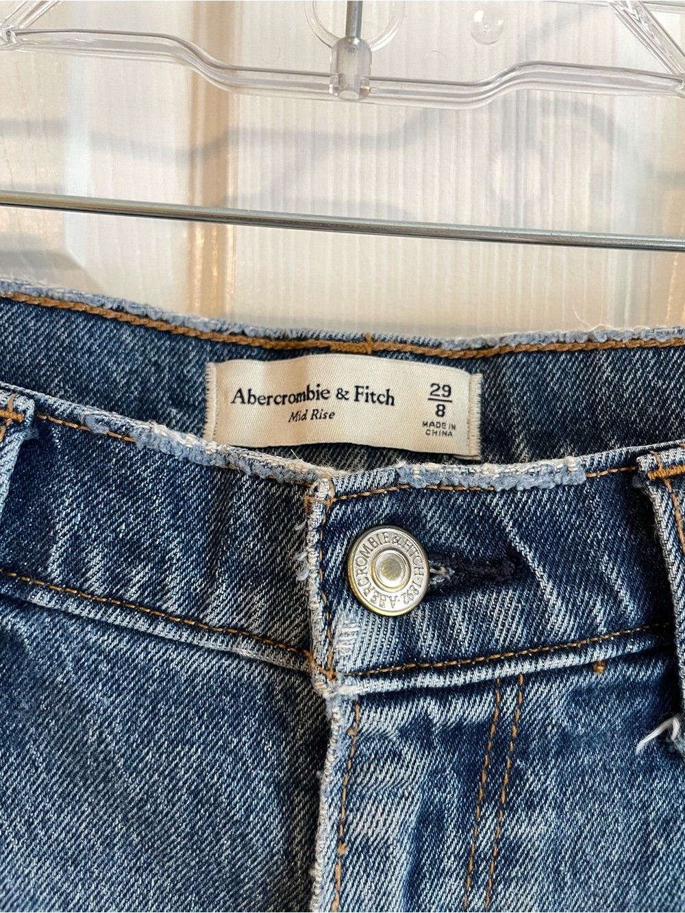 Abercrombie & Fitch Mid Rise Jean Shorts, Size 8 - Picture 2 of 7